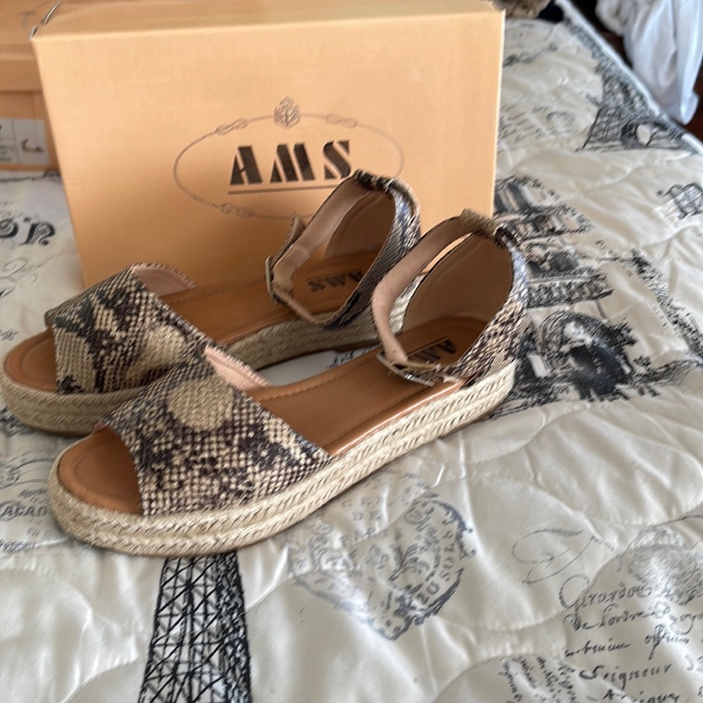 Cute Snakeskin ankle wrap espadrilles with buckle ankle strap